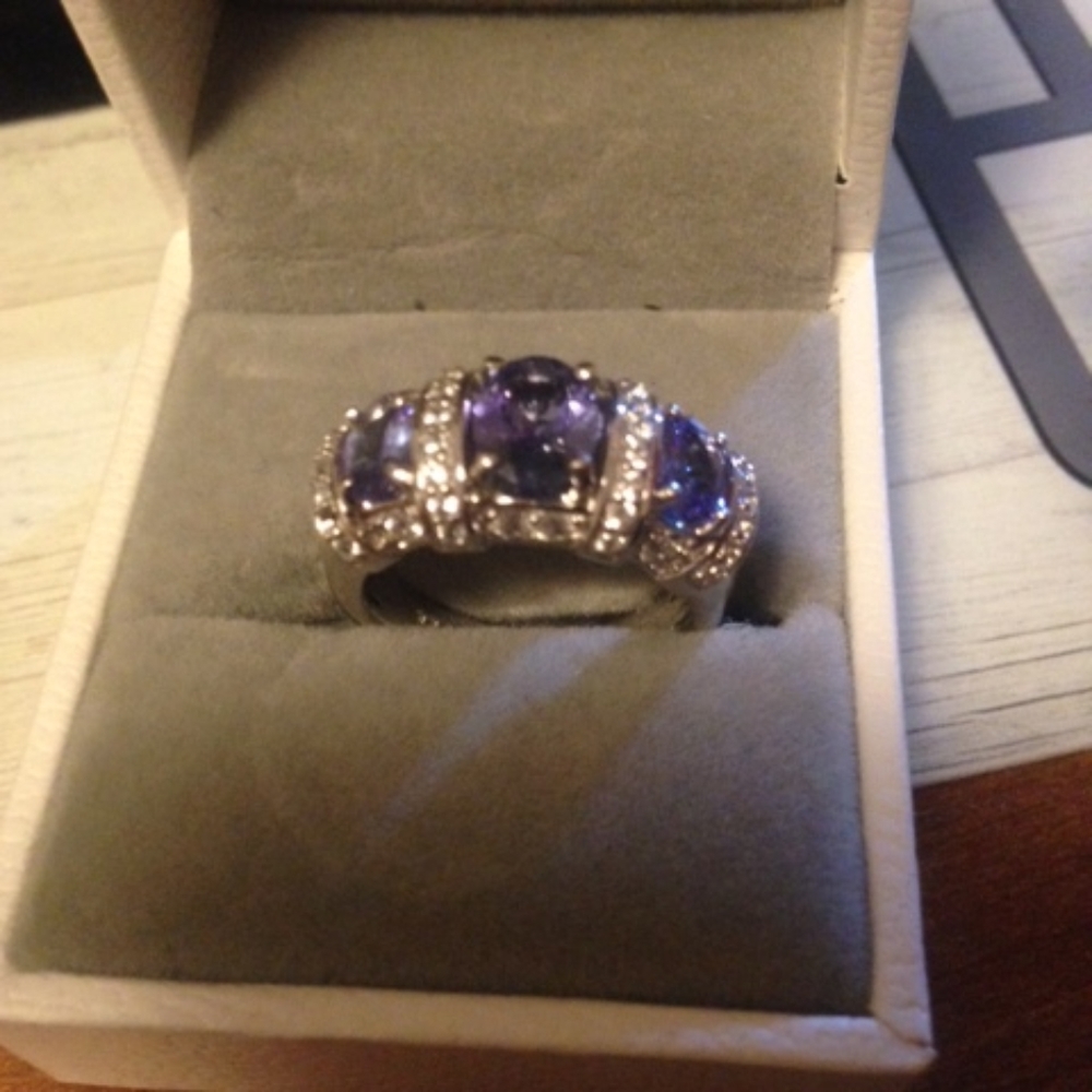 Sterling silver amethysts and sapphire ring